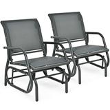 2PCS Patio Swing Glider Chair Single Rocking Chair Yard Outdoor