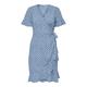 ONLY Damen Blusen Wickelkleid | Lockeres Midi Kurzarm Tunika Dress | Knielang mit Bindegürtel ONLOLIVIA, Farben:Blau, Größe:38