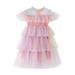 ZHAGHMIN Teen Formal Dresses 12-14 Girls Toddler Girls Fly Sleeve Star Moon Paillette Princess Dress Rainbow Tie Dye Dance Party Ruffles Dresses Clothes Christmas Dress for Girls 10-12 Baby Holiday