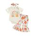 Newborn Outfit Baby Girl Romper Floral Bell Bottoms Headband Summer Clothes 3Pcs