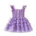 Girls Midi Dress Sleeveless Princess Dress Solid Print Purple 120