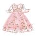 ZHAGHMIN Floral Short Sleeve Dress Toddler Girls Dresses Wedding Girls Party Clothes for Children Girl Long Sleeve Causal Dress Flower Smocked Dresses for Baby Girls Fall Girls Sweaters Roses And Dr