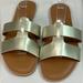 J. Crew Shoes | J Crew Gold Metallic Women’s Slip Sandals Size 8 | Color: Gold/Tan | Size: 8