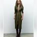 Zara Dresses | Gorgeous Zara Nwt Fitted Faux Leather Dress | Color: Brown/Green | Size: S