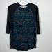 Lularoe Tops | Lularoe 3/4 Sleeve Shirt Black Teal Colors Mutli Design S | Color: Black/Blue | Size: S