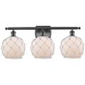 Farmhouse 26" 3-Light Bronze Bath Light w/ White Rope Shade