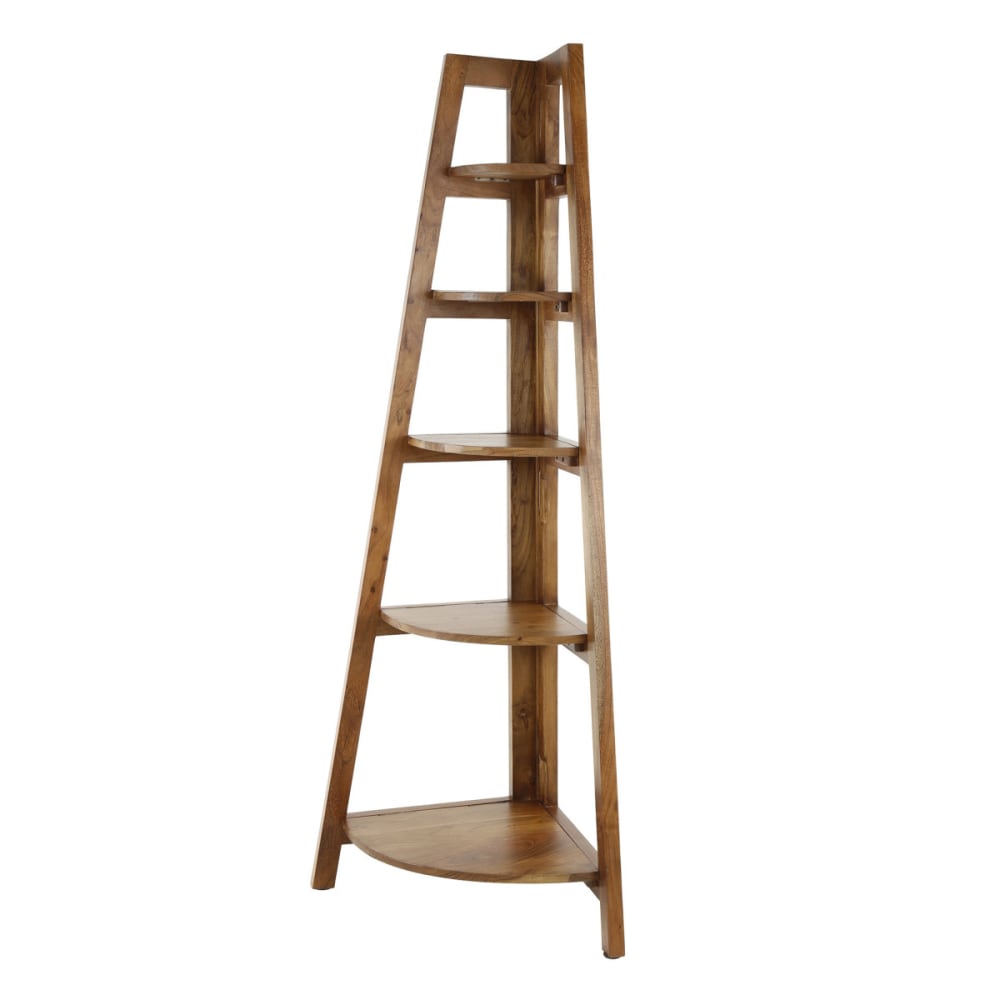 étagère d'angle pliable en bois de manguier