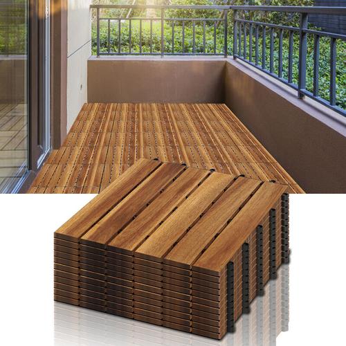 Randaco – Holzfliesen Akazienholz Balkonfliesen Gartenfliesen Terrassenfliesen, 30x30cm, 2m², 6