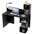 Costway Modern Computer Desk with Storage Bookshelf and Hutch for Home Office-Black