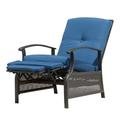 Mydepot Domi Outdoor Living Adjustable Patio Recliner Chair Metal Outdoor Reclining Lounge Chair Recliner