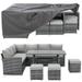 AECOJOY 7 Piece Patio Conversation Set Outdoor Sectional Sofa Rattan Wicker Dining Furniture Beige