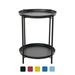 Grand Patio Indoor & Outdoor Side Table 2-Tier Weather-Resistant Steel Round End Table for Porch Poolside Bedroom Living Room Black