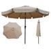 10ft Patio Umbrella Market Table Round Umbrella Outdoor Garden Umbrellas with Crank and Push Button Tilt for Pool Shade Outside Tan