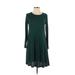 Old Navy Casual Dress - A-Line Crew Neck Long sleeves: Green Print Dresses - Women's Size X-Small