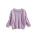 Qtinghua Toddler Baby Girls Boys Knit Sweater Long Sleeve Oversized Warm Knitwear Pullover Top Fall Winter Casual Sweater Light Purple 6-9 Months