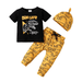 NZRVAWS Baby Boys Outfits 9 Months Baby Boys Dinosaur Print 12 Months Baby Boys Top Pants Hat 3Pcs Fall Clothes Set Black