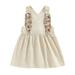 Toddler Baby Easter Overall Dress Cute Sleeveless Square Neck Bunny Suspender Dress