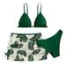 TAIAOJING Girls Bathing Suit Kids Child 3 Piece Soild Bikini Tops Underpants Print Skirt Swimwear Set Girl s Swimsuit 6-9 Years