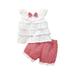 ZIZOCWA Little Girls Two Piece Outfit Toddler Kids Girls Clothes Bowknot Sleeveless Strap Suspenders Top Plaid Shorts Casual Beach 2Pcs Outfits Set 18 Month Girl Clothes 3 To 6 Month Baby Girl Cloth