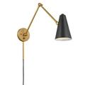 1 Light Wall Sconce in Mid-Century Modern Style-8.5 inches Tall and 5.5 inches Wide-Natural Brass/Black Finish Bailey Street Home 147-Bel-4802254