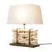 Modern Home Driftwood Stack Nautical Natural Wood Table Lamp (White Shade)