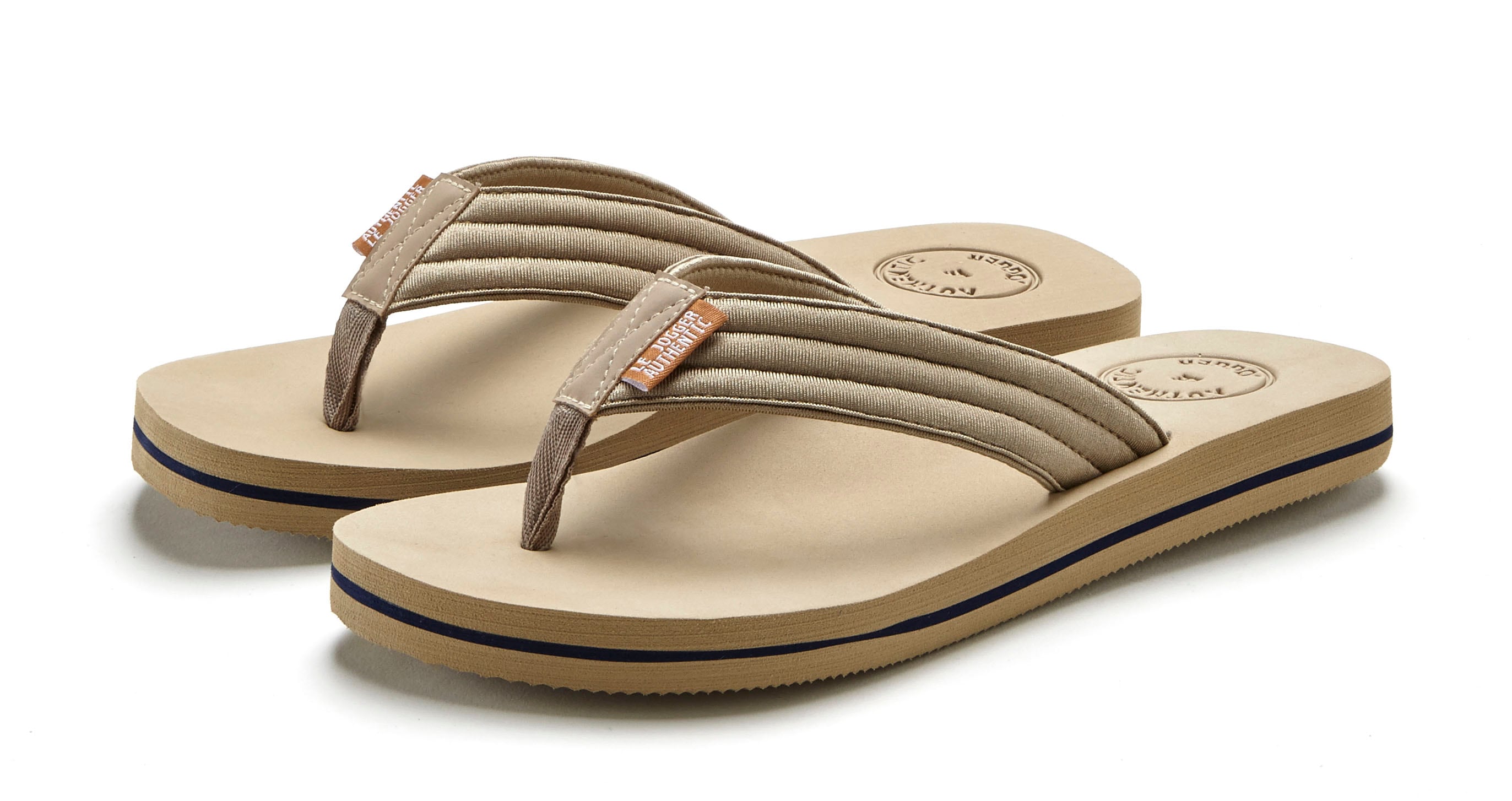 Zehentrenner AUTHENTIC LE JOGGER, Herren, Gr. 42, beige, Obermaterial: 100% Textilmaterial. Decksohle: 100% Synthetik. Futter: 100% Textilmaterial. Laufsohle: 100% Synthetik, unifarben, Schuhe Zehentrenner, Pantolette, Badeschuh, ultraleichtes...