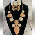 Kate Spade Jewelry | Kate Spade Runway Peach Lab Quartz Post Earrings And Bib Necklace Set. 16" | Color: Gold/Orange | Size: 16 Inches