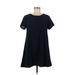 Lush Casual Dress - A-Line Crew Neck Short sleeves: Blue Print Dresses - Women's Size Small