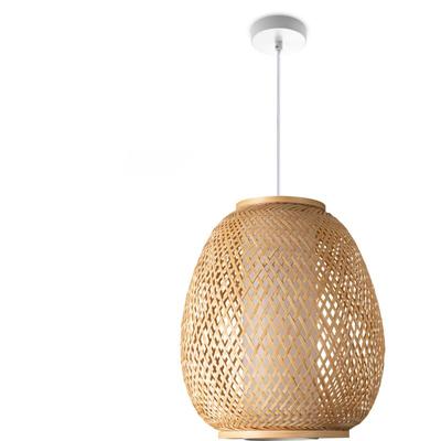 Paco Home - Deckenlampe Bambus Hängeleuchte Boho Wohnzimmer Korblampe Hängend Vintage E27 Natur Image