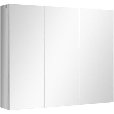 Kleankin - Spiegelschrank, Badschrank, 3 Spiegeltüren, 5 Innenböden, Edelstahl, Farbe: Silber, 70 x