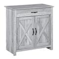 Buffet 2 portes tiroir style rural chic aspect bois gris clair