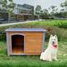 LANTRO JS Dog House Outdoor & Indoor Heated Wooden Dog Kennel for Winter with Raised Feet Weatherproof for Large Dogs