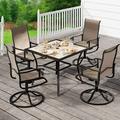 DWVO Patio Dining Set 5-Piece Outdoor Patio Furniture Dining Set Including 37 Square Patio Dining Table and 4 Swivel Dining Chairs Outdoor Dining Set Ideal for Patio Lawn Garden Porch