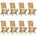 Dcenta 8 Piece Folding Garden Chairs with Cream White Cushion Teak Wood Side Chair for Patio Backyard Poolside Beach Outdoor Furniture 18.5 x 23.6 x 35 Inches (W x D x H)