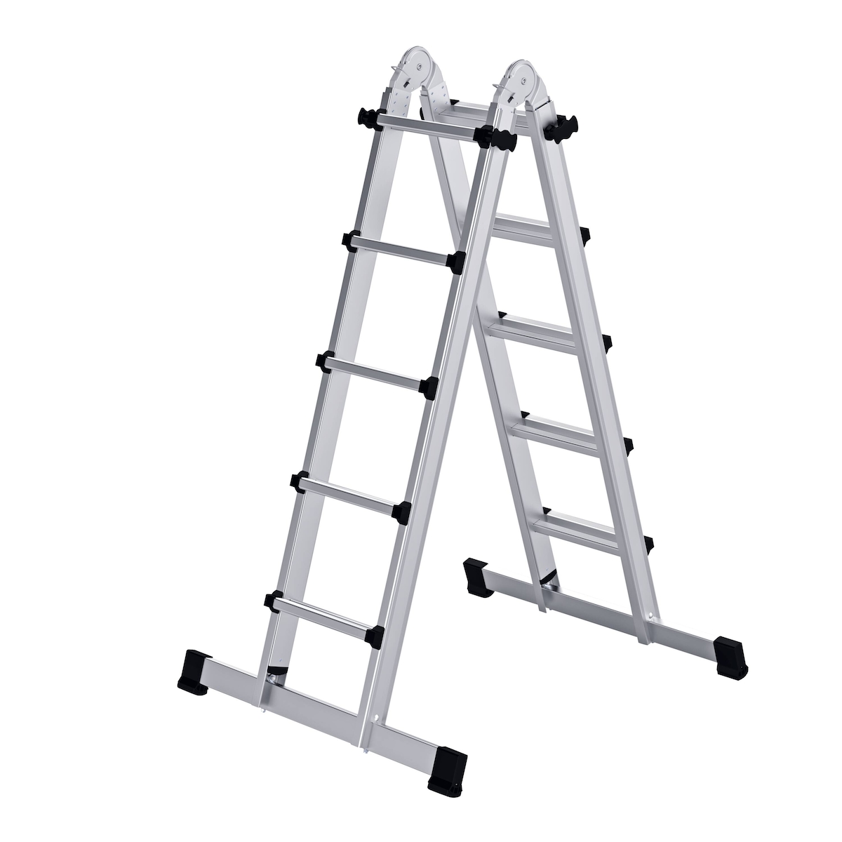 PROREGAL Teleskopleiter 4-teilig mit Traverse 4x5 Sprossen Image