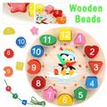 Dsseng Wooden Shape Color Sorting Clock Toy Early Learning Educational Toy for 1-3 Years Old Toddler Baby Kids Teaching Time Number Blocks Puzzle Stacking Sorter Jigsaw