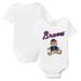 Infant Tiny Turnip White Atlanta Braves Teddy Boy Bodysuit