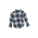 The Children's Place Long Sleeve Button Down Shirt: Blue Plaid Tops - Kids Boy's Size 4