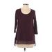 Simply Vera Vera Wang 3/4 Sleeve Top Burgundy Scoop Neck Tops - Women's Size Small Petite