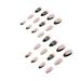 Black Gradient Almond Fake Nails Minimalist White Lines Printed Long Lasting Safe Material Waterproof False Nails for Women and Girl Nail Salon Jelly Glue Model