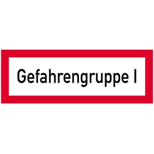 Schild Gefahrengruppe I, Aluminium geprägt, 297x105 mm Image