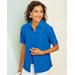 Draper's & Damon's Women's Stretch Eyelet Button Front Shirt - Blue - L - Misses