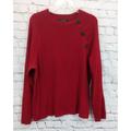 Ralph Lauren Sweaters | Lauren Ralph Lauren Women's Red Knit Cotton Sweater Side Button Detail Size 3xl | Color: Red | Size: 3xl