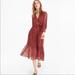 J. Crew Dresses | J Crew Point Sur Faux Wrap Dress Sparkle Floral Rust Size 6 Midi Waist Tie | Color: Cream/Red | Size: 6