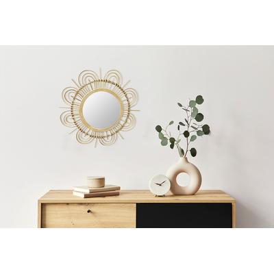 Wandspiegel KAYOOM "Rattan Spiegel Aina 325", beige (natur), B:51cm H:51cm Ø:51cm, Spiegelglas, Spiegel Image