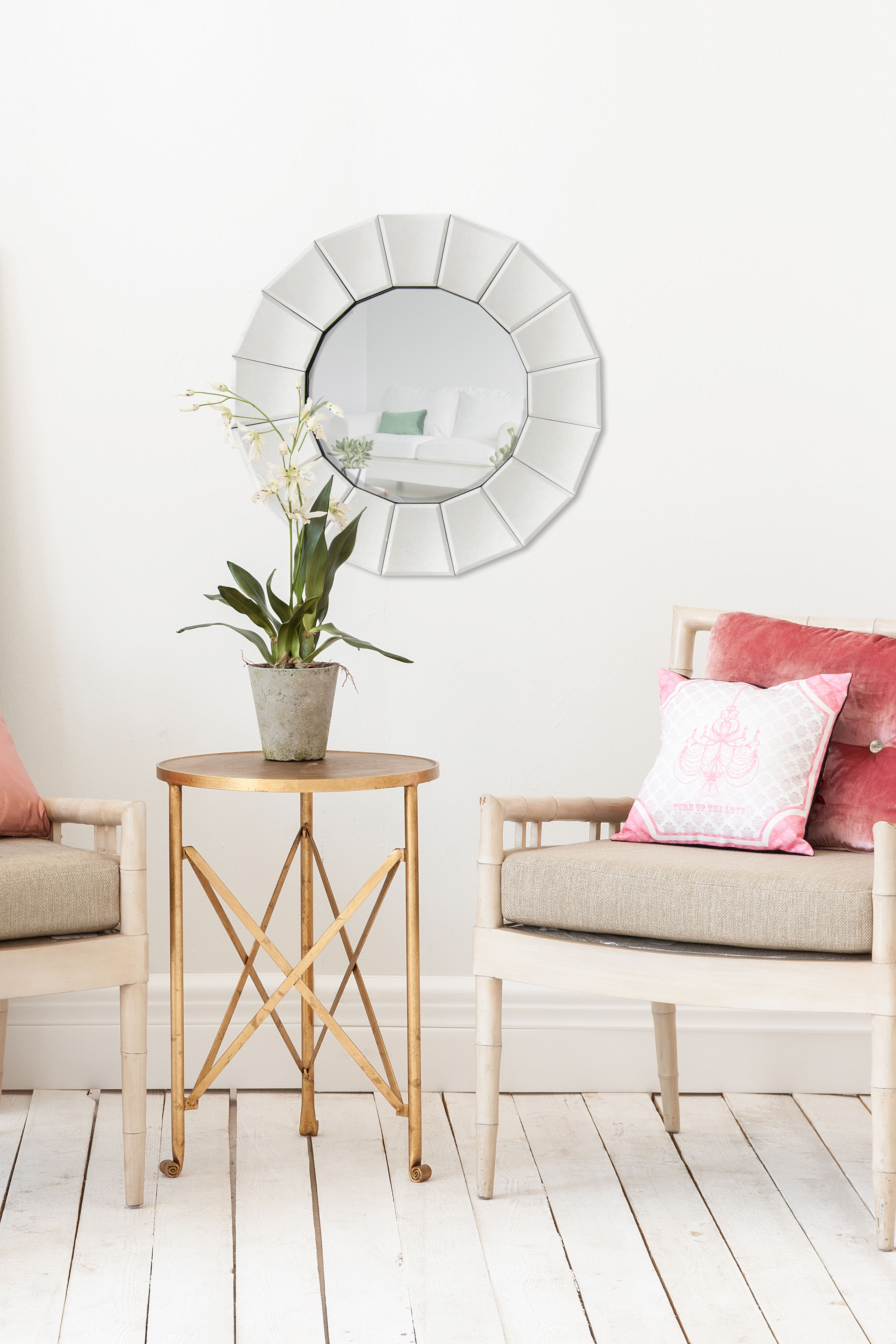 Wandspiegel KAYOOM "Amun 210", silber (silberfarben), B:60cm H:60cm Ø:60cm, Metall, Spiegelglas, Spiegel, Wandspiegel