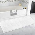 ITSOFT Chenille Bath Mat, Non Slip Bathroom Mat for Bathroom, Absorbent & Machine Washable Toilet Mat, Soft Plush Bathroom Rug, Bathroom Accessory (120x53cm, White)