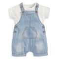 Mamas & Papas Baby Boys 2 Piece Denim Dungaree Set - Blue, Blue, Size 9-12 Months