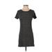 Leith Casual Dress - Shift Crew Neck Short sleeves: Black Color Block Dresses - Women's Size Small