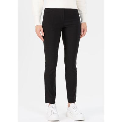 Stoffhose STEHMANN "Loli", Damen, Gr. 40, N-Gr, schwarz, Web, Obermaterial: 72% Viskose, 25% Polyamid, 3% Elasthan, unifarben, casual, gerade, unten schmal lang, Hosen, mit Schlitz am Beinabschluss Image
